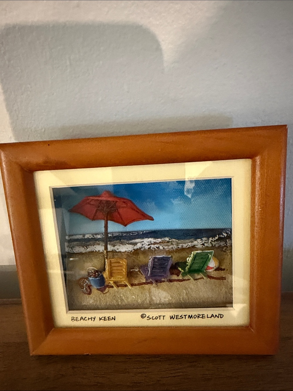 Mini Scott Westmoreland Beach Scene “Beachy Keen” Framed Shadow Box